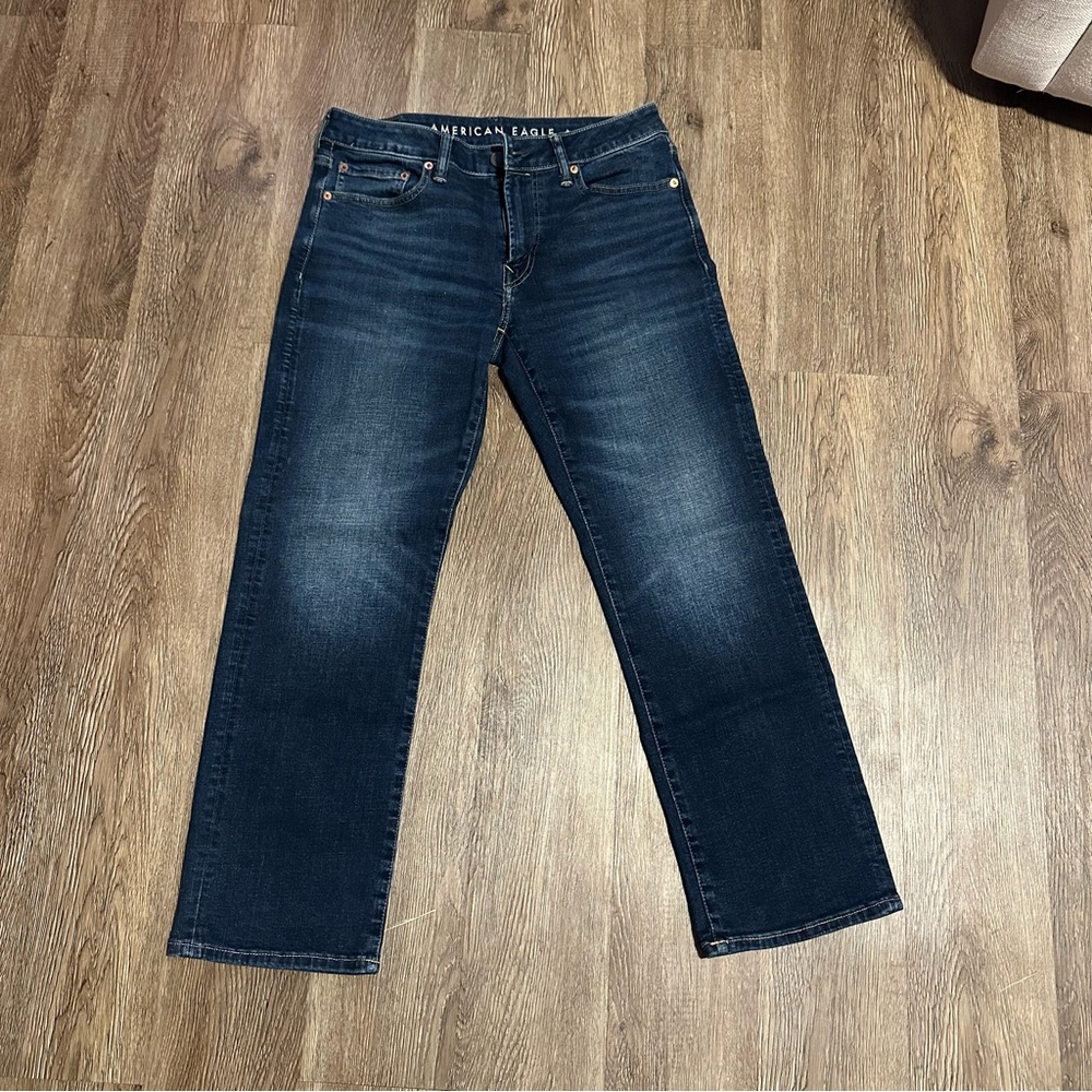 American Eagle Outfitters Men's Dark Blue Straight Jeans